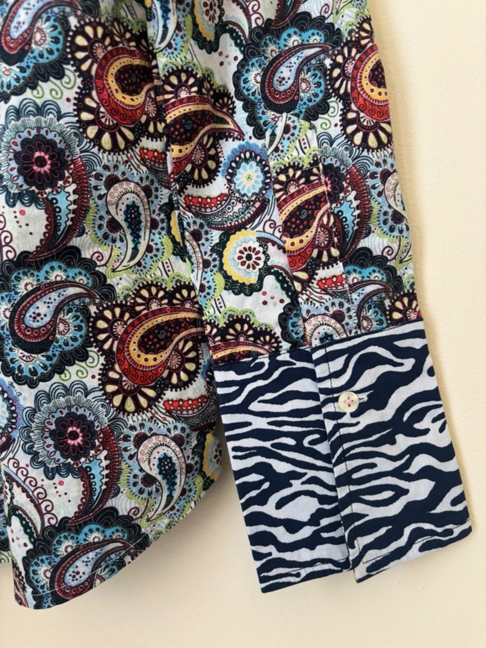 Tizzie Blue Paisley Rome Long Sleeve Button Up Shirt Medium - Picture 4 of 7